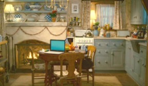 Cottage-kitchen-decorated-for-Christmas-The-Holiday-movie